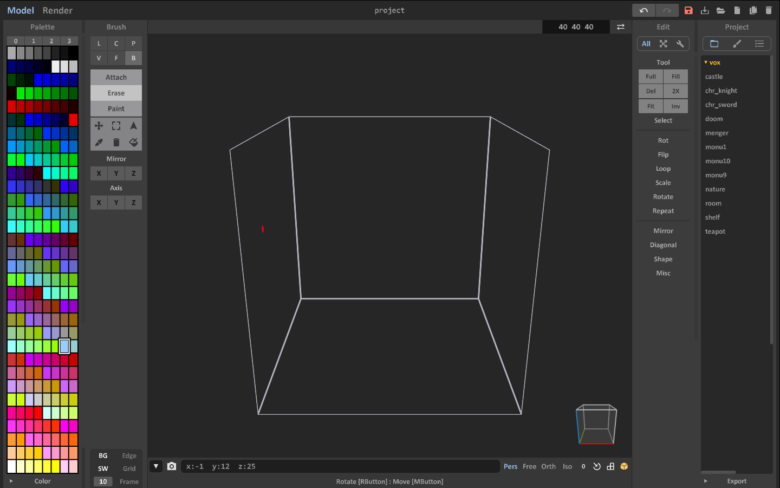 MagicaVoxelの初期画面にある立方体を秒で消す方法